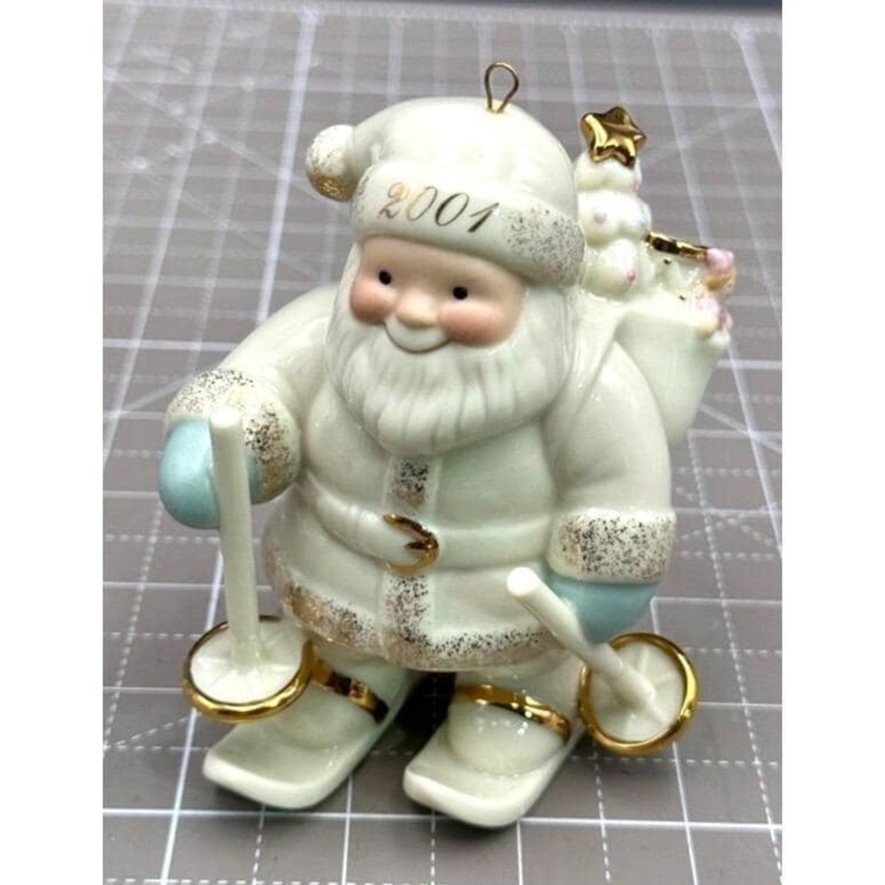 Vintage Lenox Ornament Santa Skiing Downhill Delivering Gifts 2001